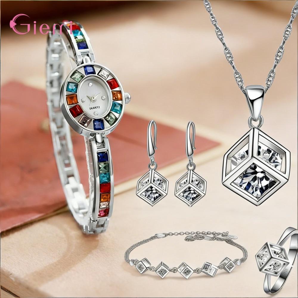 Best Jewelry Watches For Women - Set Jam Tangan Anting Kalung Zirkon
