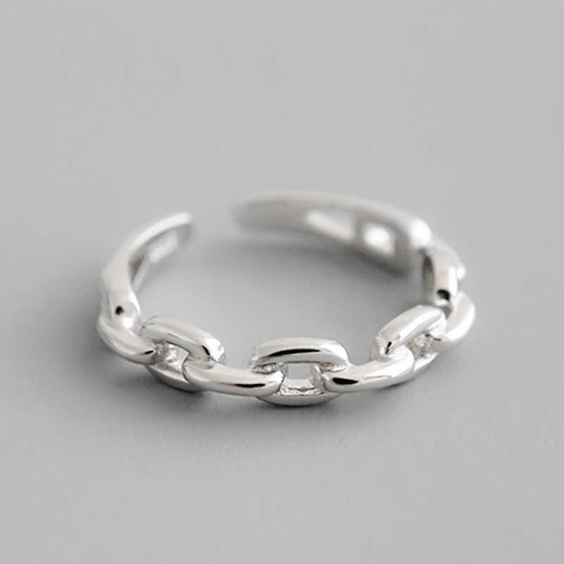 Statement Cocktail Ring - 925 perak murni rantai Kuba cincin