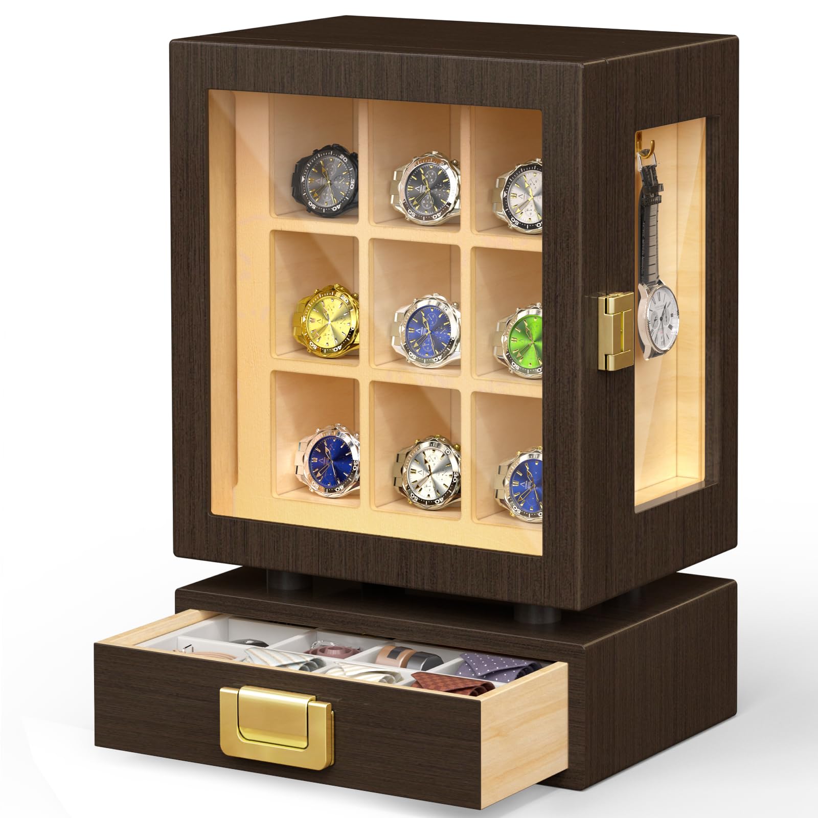 Watches & Jewelry Tsukiu - Kotak Penyimpanan Jam Tangan Kayu Persegi