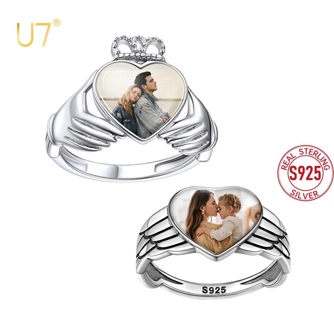 Statement Cocktail Ring - U7 cincin foto kustom untuk wanita