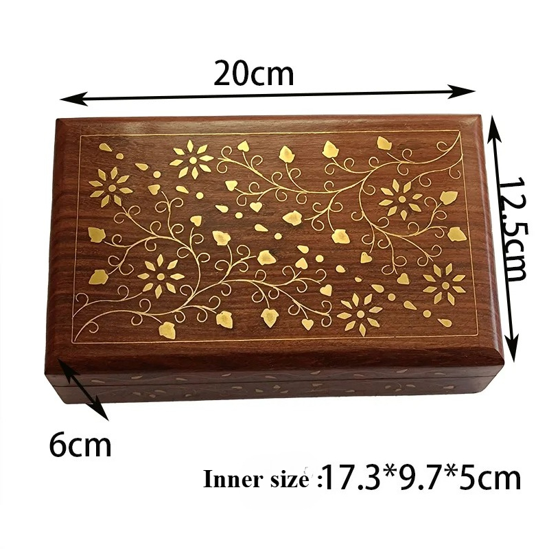 Indian Jewelry Watches - Kotak Perhiasan Kayu Solid Berlapis Tembaga