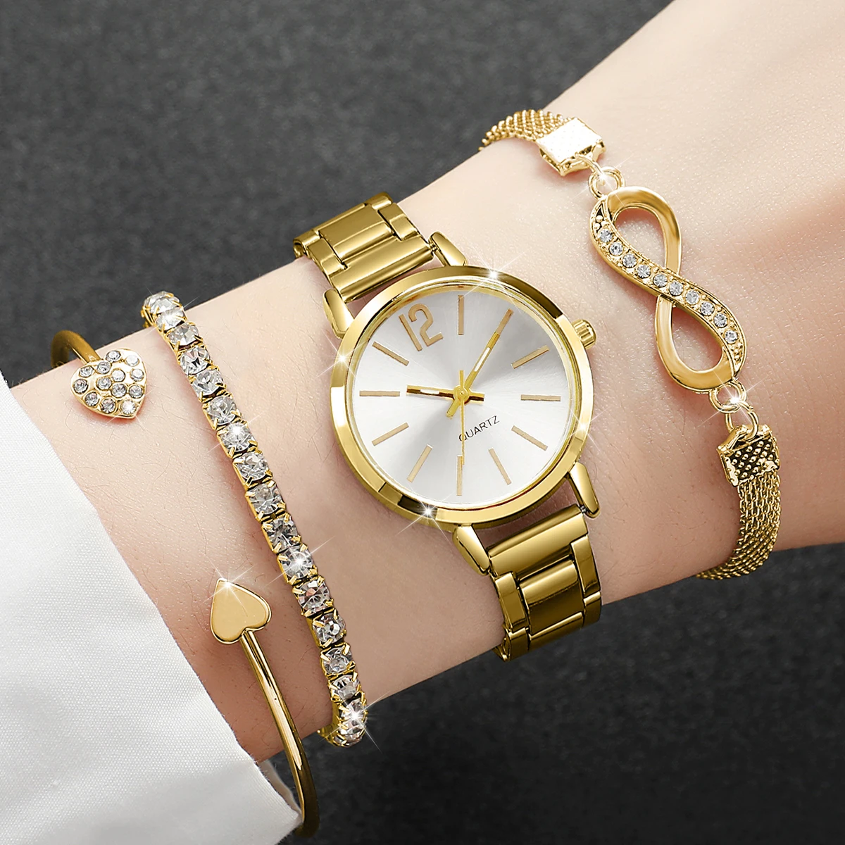 4PCS/Set Jam Tangan Wanita Tal - Jewelry Diamond Watches ulasan dan harga