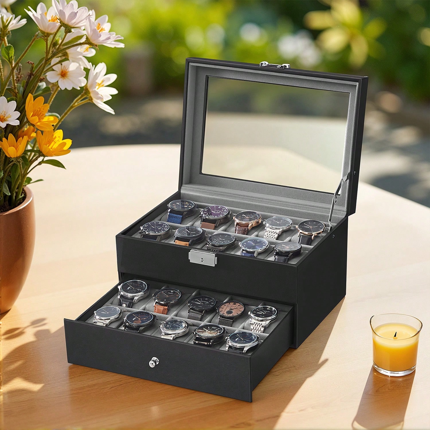 Kotak Jam Tangan 20 Slot denga - Jewelry And Watches Box ulasan dan harga