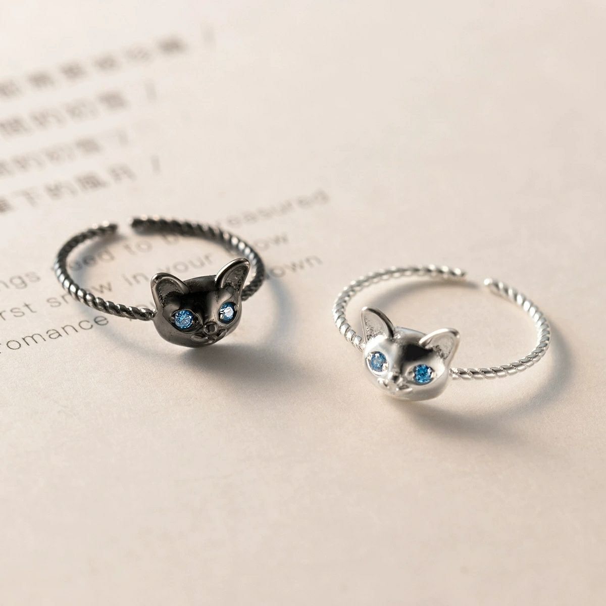 Cincin kucing perak Sterling 9 - Statement Cocktail Ring ulasan dan harga