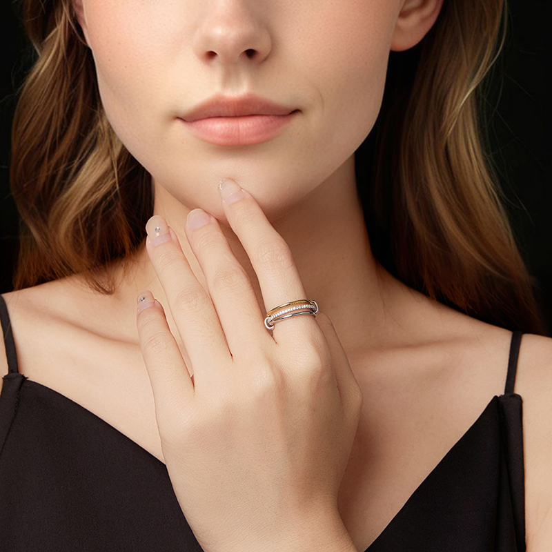 Bamoer U Biclor Cincin Moissan - Statement Cocktail Ring ulasan dan harga