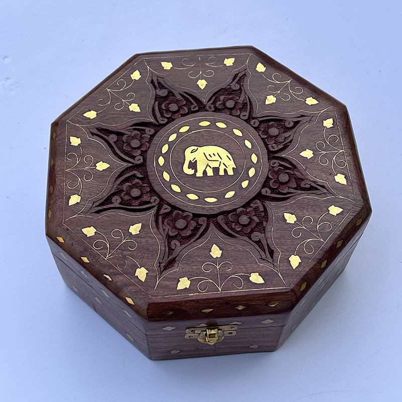 Kotak Kayu Oktagonal Ukiran Ta - Indian Jewelry Watches ulasan dan harga