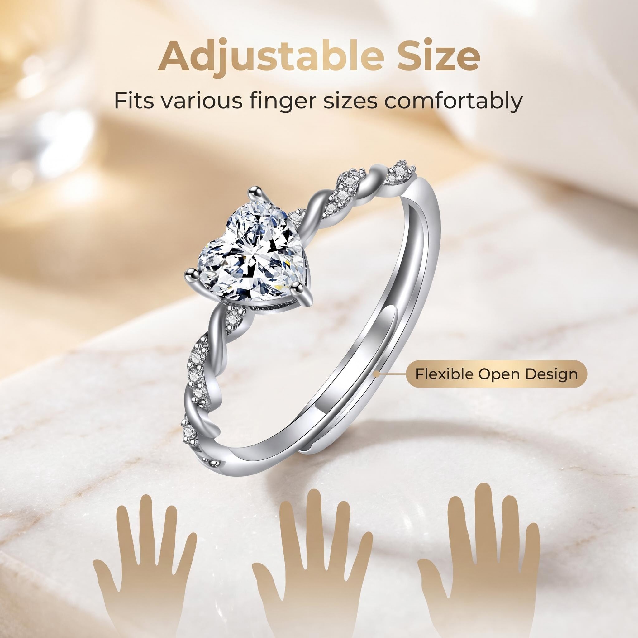 Cincin Perak Murni 925 Zirkon  - Statement Cocktail Ring ulasan dan harga