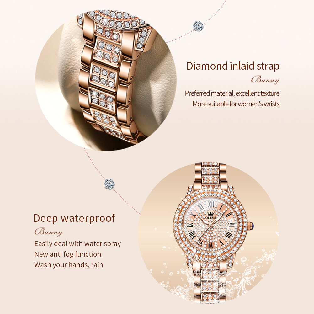 OLEVS jam tangan kuarsa wanita - Jewelry Diamond Watches ulasan dan harga