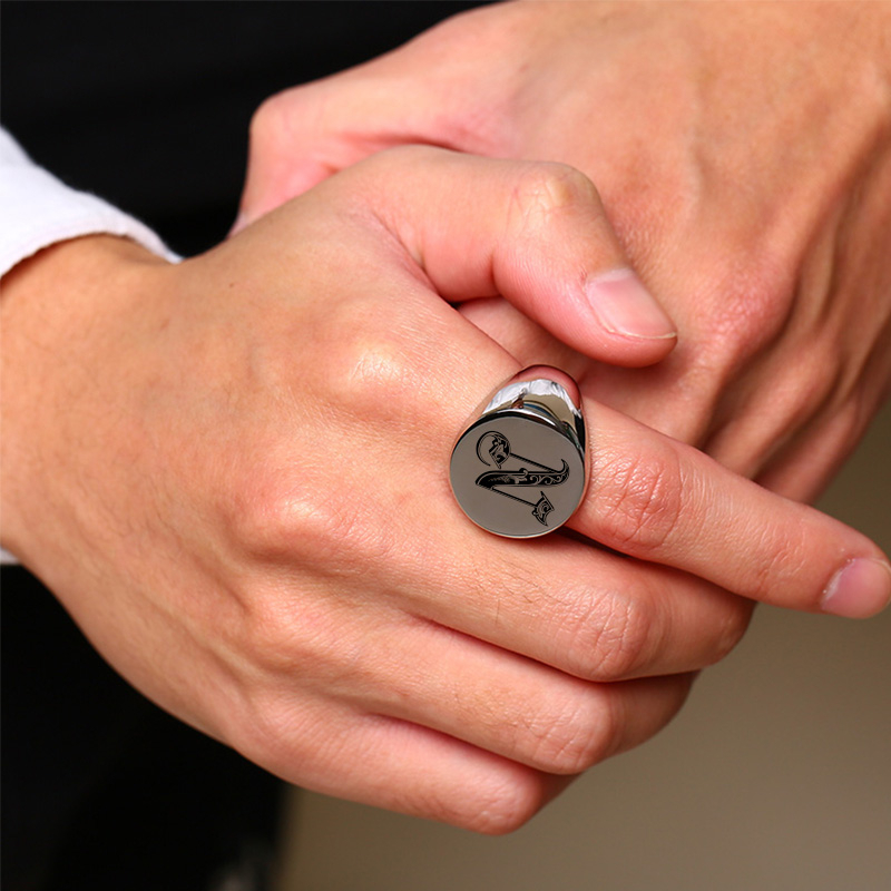Vnox Cincin Stempel Awal Huruf - Statement Cocktail Ring ulasan dan harga